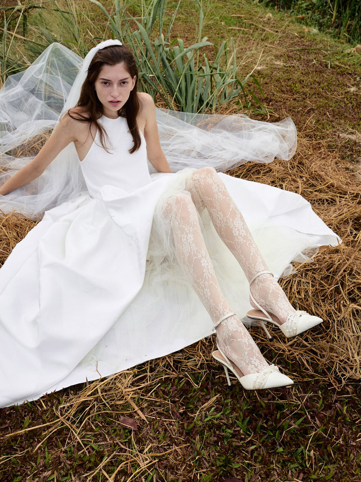 CHARLES & KEITH Exclusive | Leda Beaded Satin Ankle-Strap Pumps - White