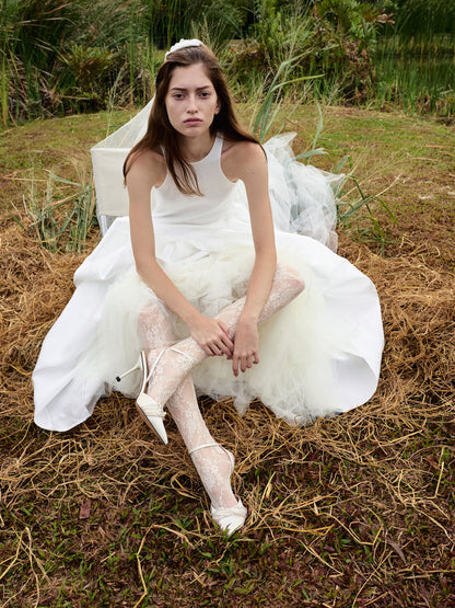 CHARLES & KEITH Exclusive | Leda Beaded Satin Ankle-Strap Pumps - White