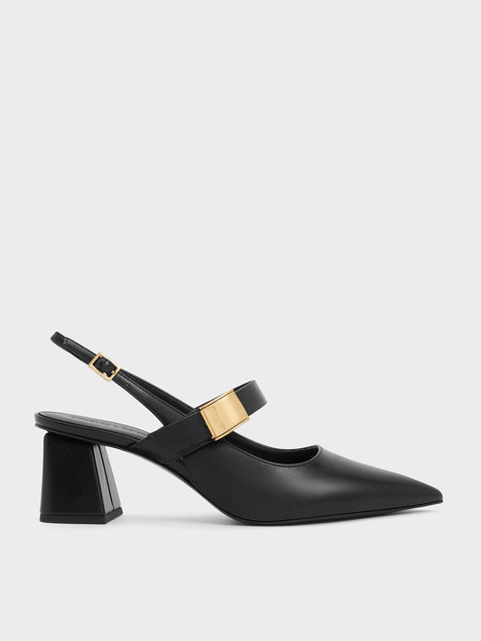 CHARLES & KEITH Latest | Yvette Mary Jane Slingback Pumps - Black