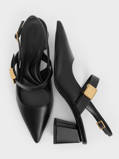 CHARLES & KEITH Latest | Yvette Mary Jane Slingback Pumps - Black