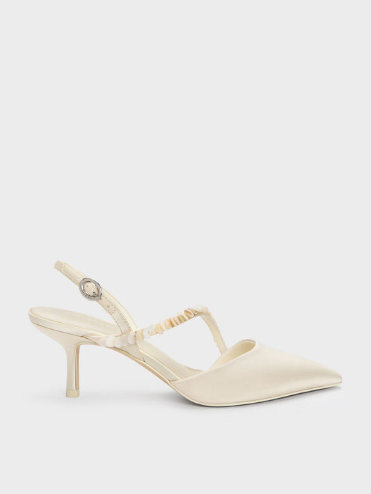 CHARLES & KEITH Special Offer | Briella Sequinned Slingback Pumps - Cream