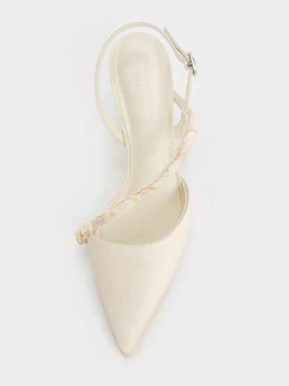 CHARLES & KEITH Special Offer | Briella Sequinned Slingback Pumps - Cream