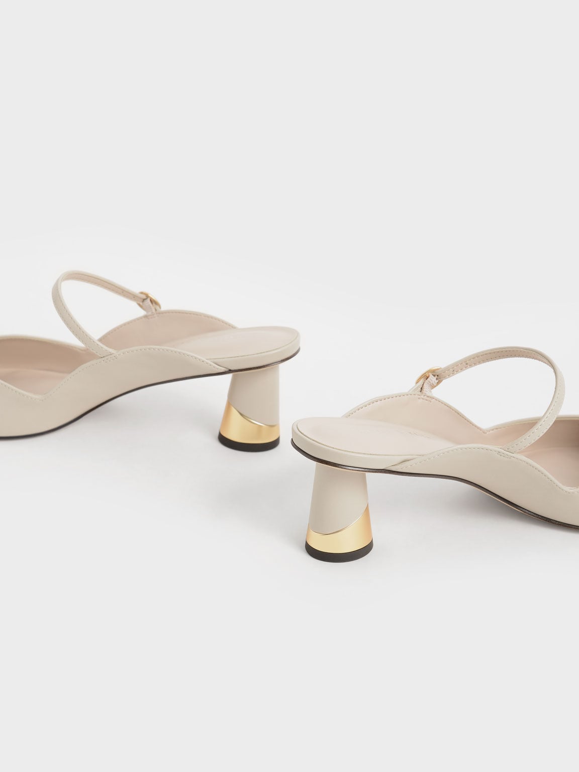 CHARLES & KEITH Signature | Cammie Metallic-Heel Mules - Chalk