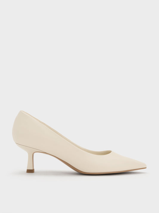CHARLES & KEITH Featured | Emmy Pointed Kitten Heel Pumps - Chalk
