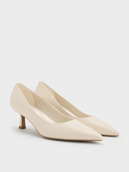 CHARLES & KEITH Featured | Emmy Pointed Kitten Heel Pumps - Chalk