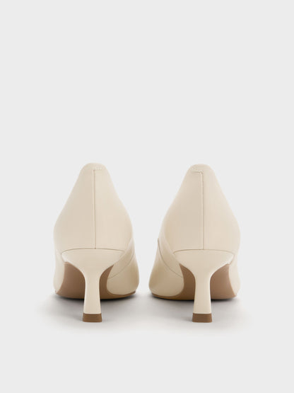 CHARLES & KEITH Featured | Emmy Pointed Kitten Heel Pumps - Chalk
