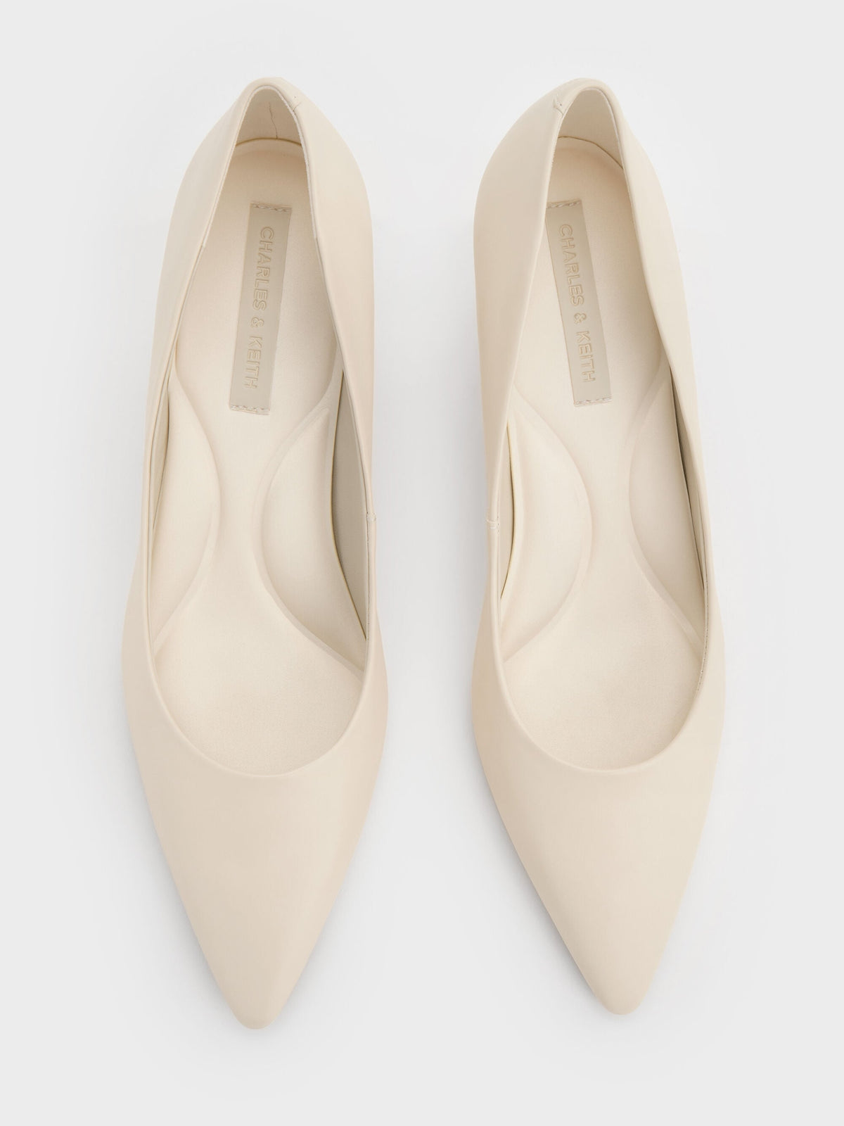 CHARLES & KEITH Featured | Emmy Pointed Kitten Heel Pumps - Chalk