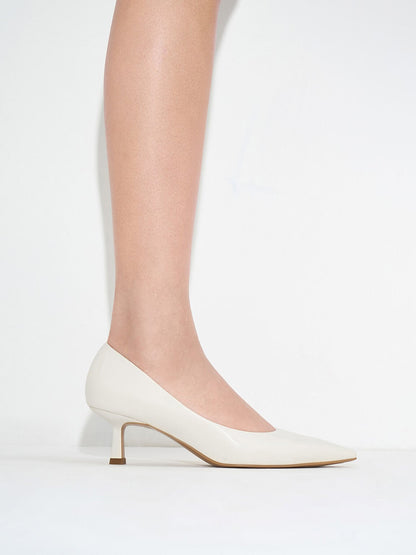 CHARLES & KEITH Featured | Emmy Pointed Kitten Heel Pumps - Chalk