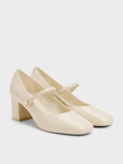 CHARLES & KEITH Smart Buy | Marie Pearl Mary Jane Pumps - Cream