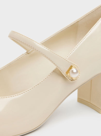 CHARLES & KEITH Smart Buy | Marie Pearl Mary Jane Pumps - Cream