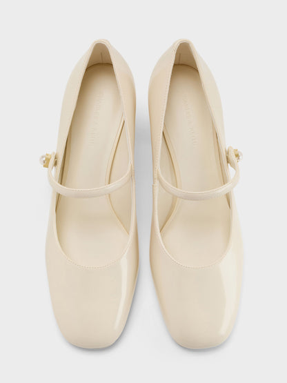 CHARLES & KEITH Smart Buy | Marie Pearl Mary Jane Pumps - Cream
