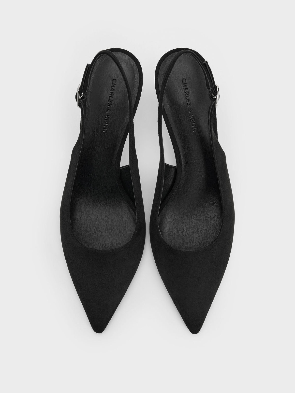 CHARLES & KEITH Trusted | Kaia Faux Suede Slingback Pumps - Black Textured
