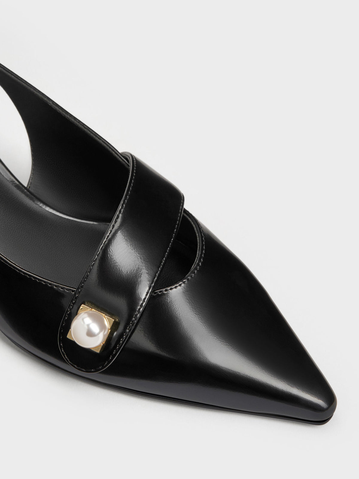 CHARLES & KEITH Signature | Marie Pearl Slingback Pumps - Black Box