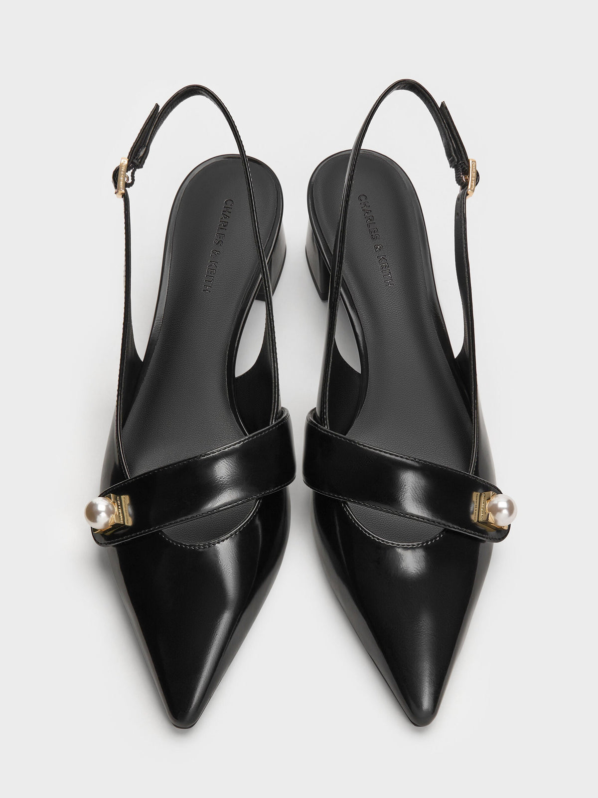 CHARLES & KEITH Signature | Marie Pearl Slingback Pumps - Black Box