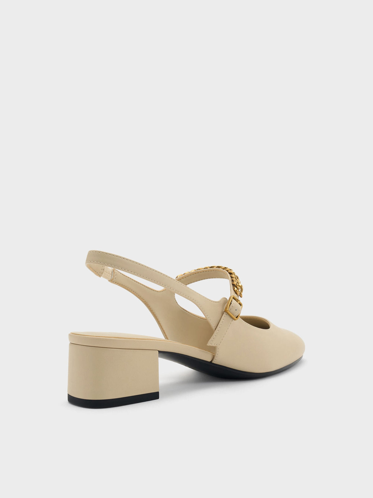 CHARLES & KEITH Sale | Double-Chain Charm Mary Jane Slingback Pumps - Chalk