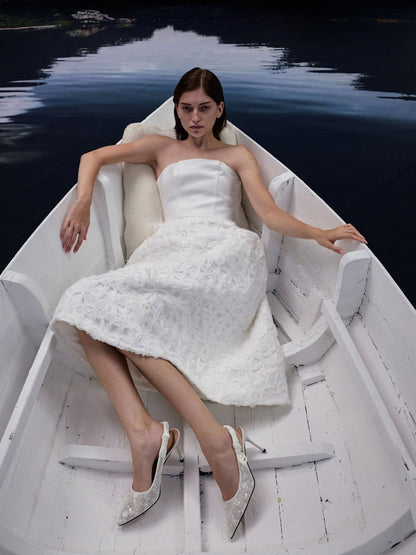 CHARLES & KEITH Featured | Tayari Embroidered-Mesh Slingback Pumps - White