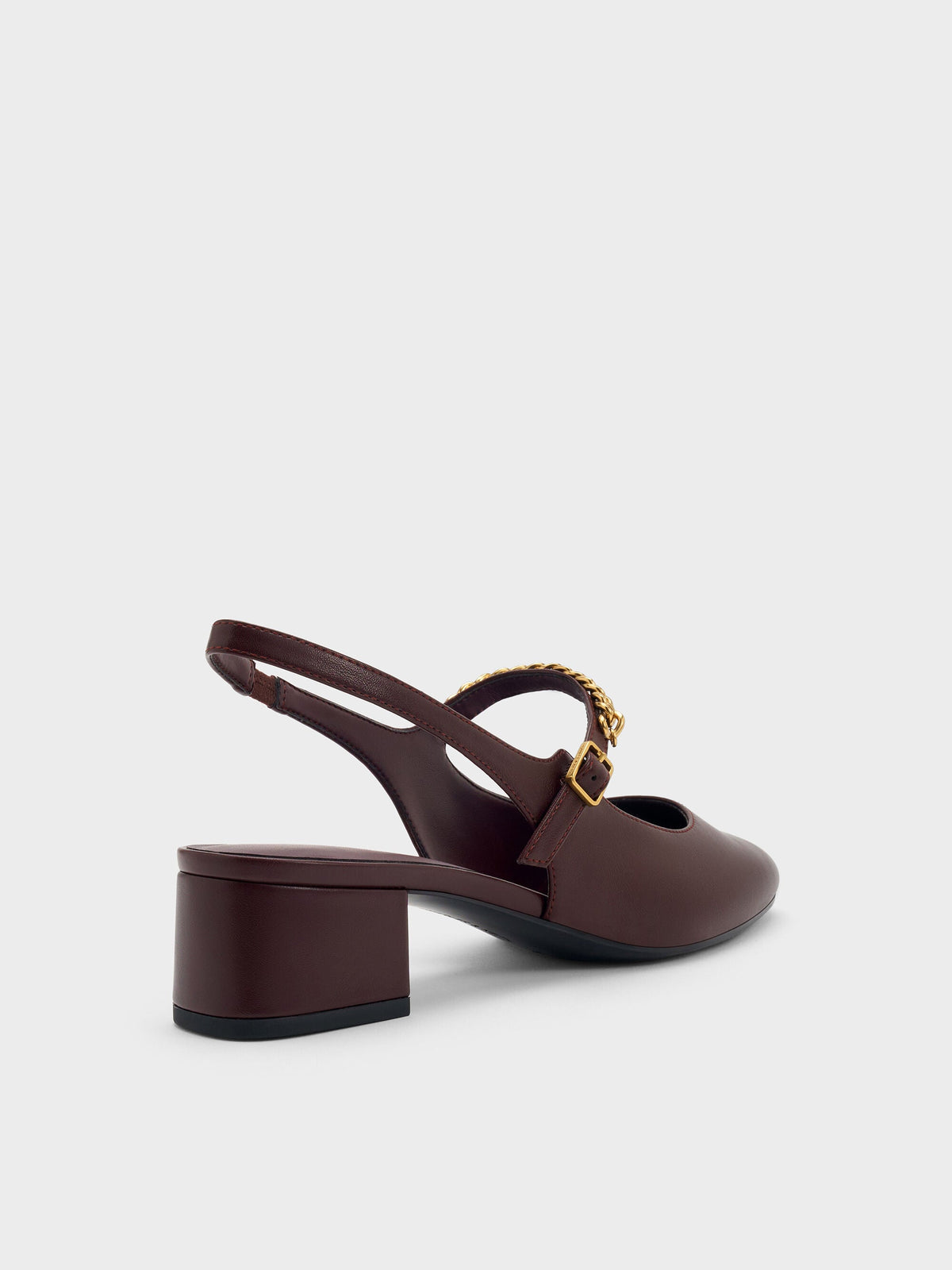 CHARLES & KEITH Featured | Double-Chain Charm Mary Jane Slingback Pumps - Burgundy