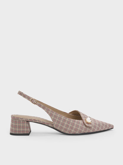 CHARLES & KEITH Special Offer | Marie Checkered Pearl Slingback Pumps - Multi