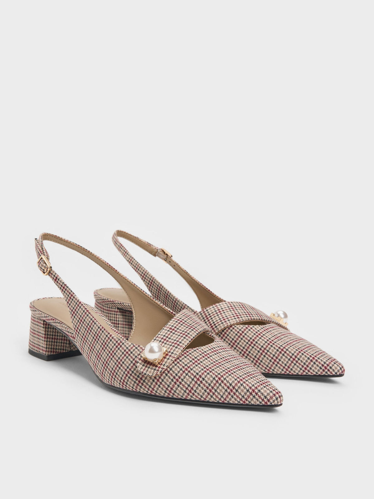 CHARLES & KEITH Special Offer | Marie Checkered Pearl Slingback Pumps - Multi