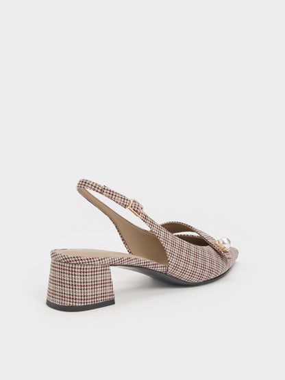 CHARLES & KEITH Special Offer | Marie Checkered Pearl Slingback Pumps - Multi