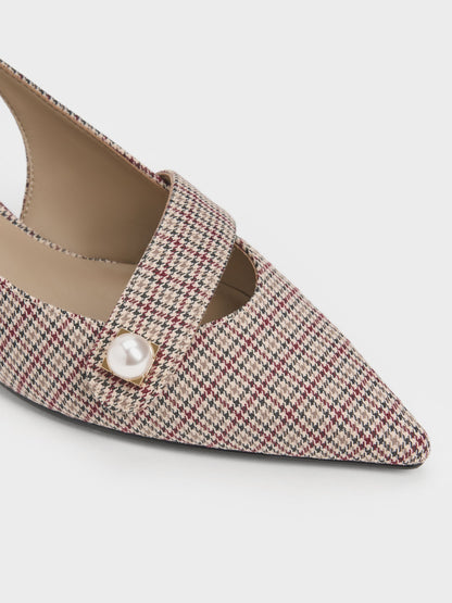 CHARLES & KEITH Special Offer | Marie Checkered Pearl Slingback Pumps - Multi