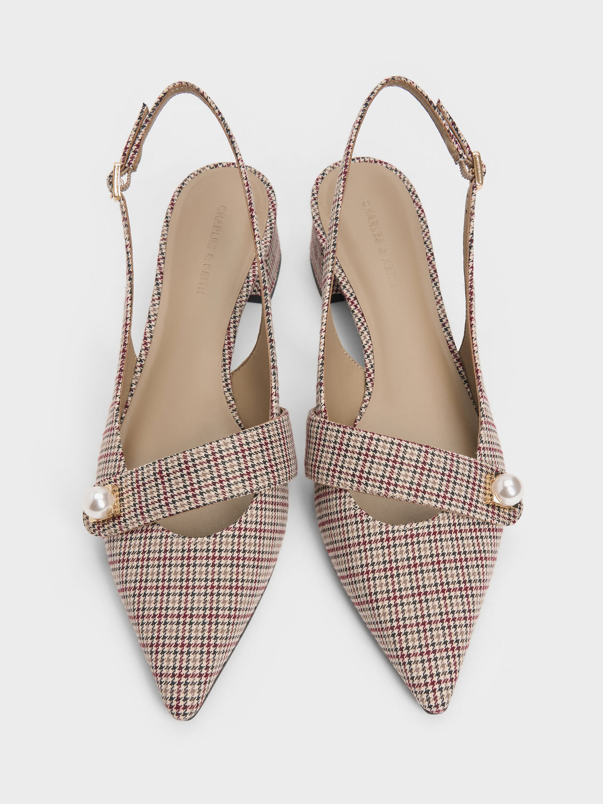 CHARLES & KEITH Special Offer | Marie Checkered Pearl Slingback Pumps - Multi