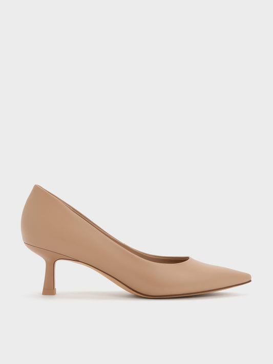 CHARLES & KEITH Deals | Emmy Pointed Kitten Heel Pumps - Nude