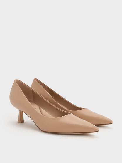 CHARLES & KEITH Deals | Emmy Pointed Kitten Heel Pumps - Nude