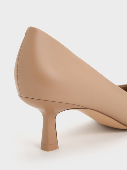 CHARLES & KEITH Deals | Emmy Pointed Kitten Heel Pumps - Nude