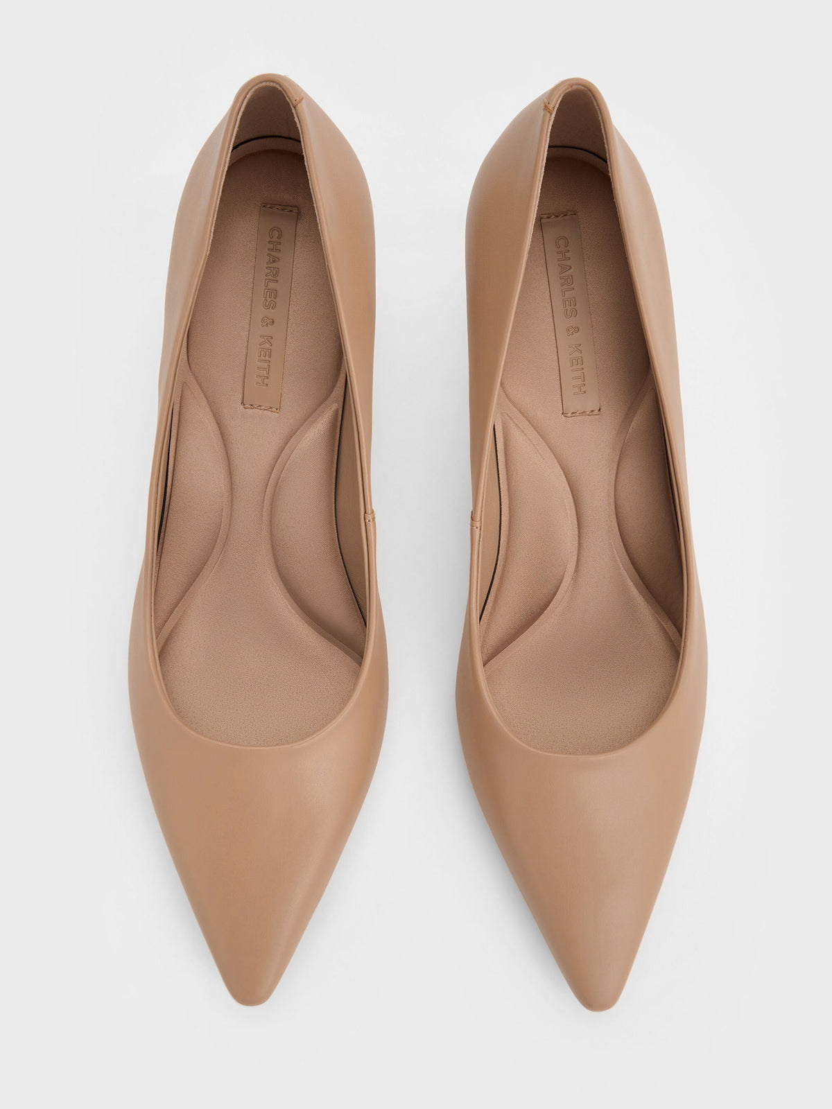 CHARLES & KEITH Deals | Emmy Pointed Kitten Heel Pumps - Nude