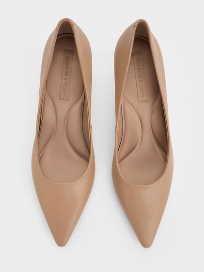 CHARLES & KEITH Deals | Emmy Pointed Kitten Heel Pumps - Nude