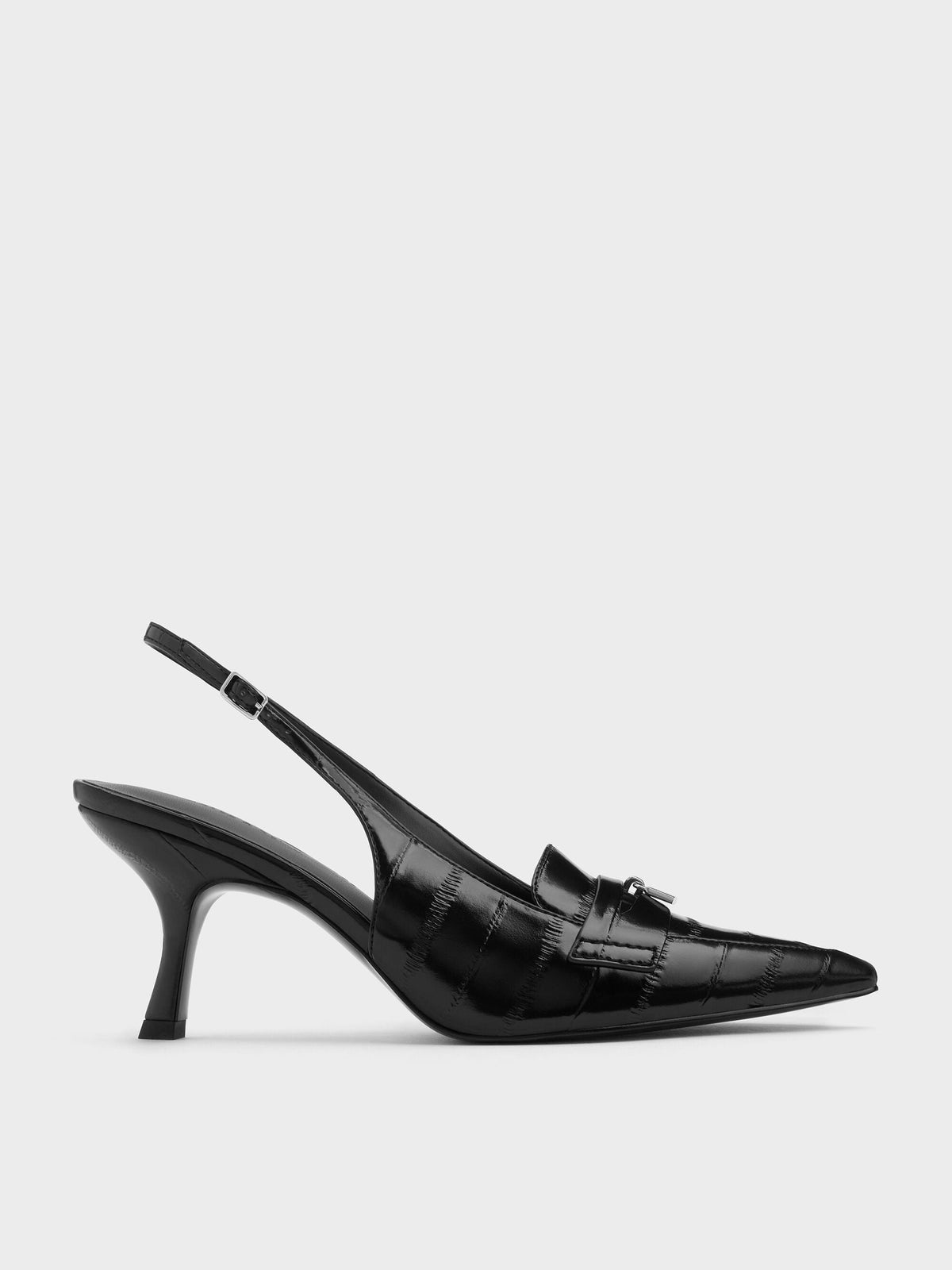 CHARLES & KEITH Deals | Griselda Eel-Effect Slingback Pumps - Animal Print Black