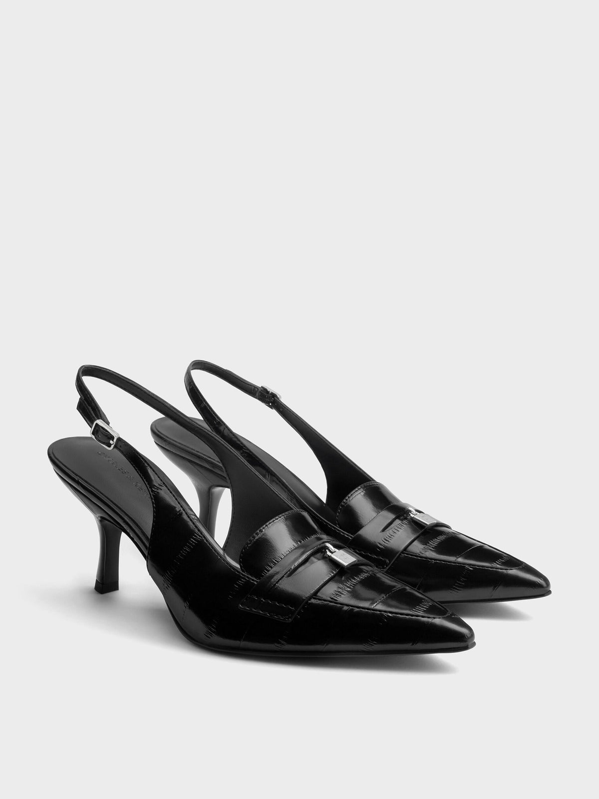 CHARLES & KEITH Deals | Griselda Eel-Effect Slingback Pumps - Animal Print Black