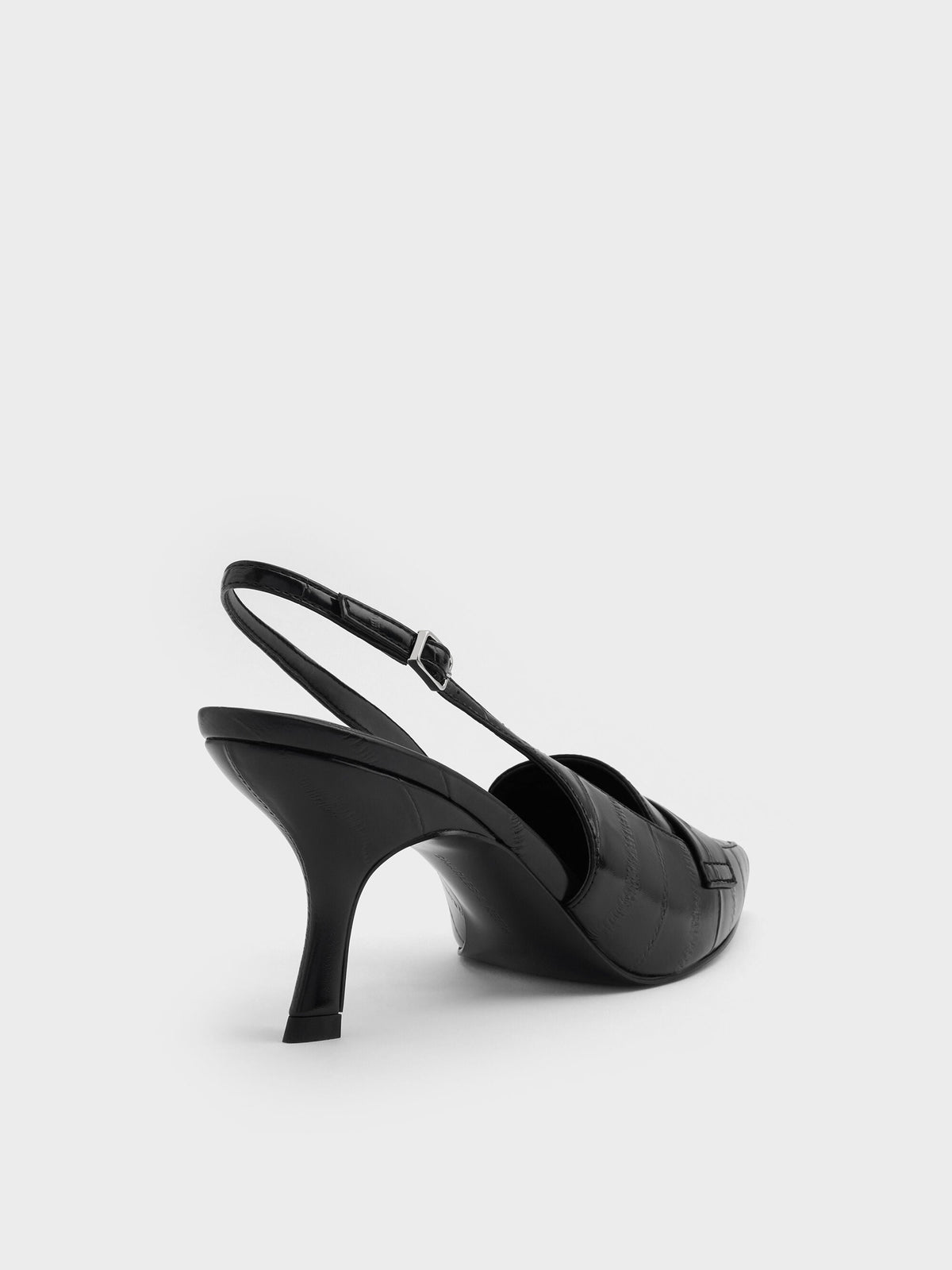CHARLES & KEITH Deals | Griselda Eel-Effect Slingback Pumps - Animal Print Black