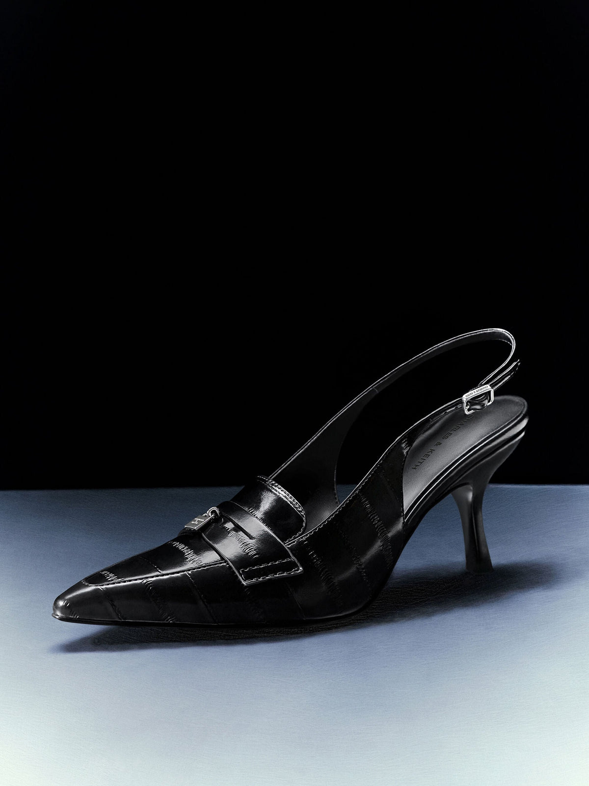 CHARLES & KEITH Deals | Griselda Eel-Effect Slingback Pumps - Animal Print Black