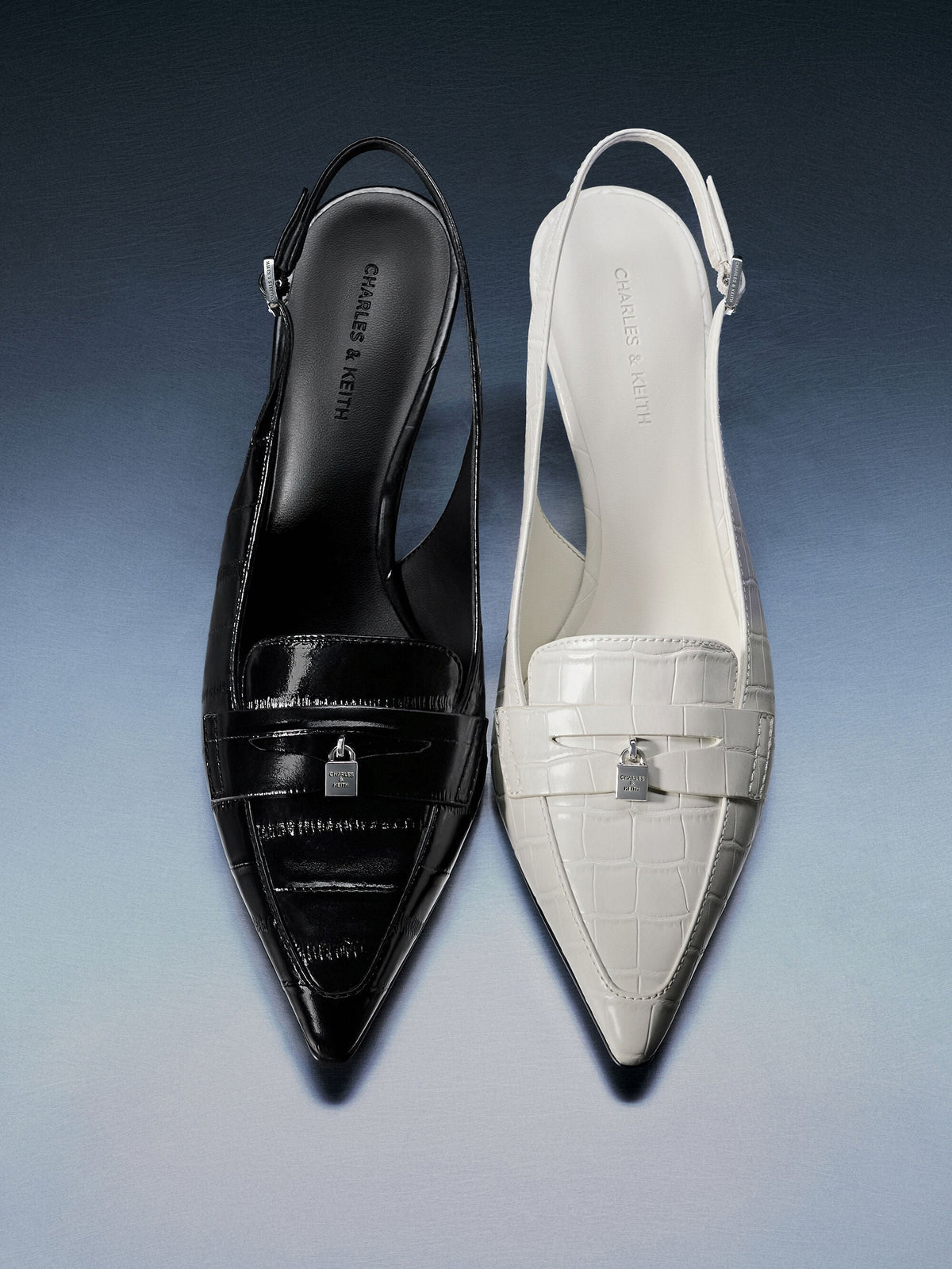CHARLES & KEITH Deals | Griselda Eel-Effect Slingback Pumps - Animal Print Black