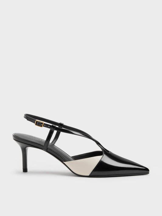 CHARLES & KEITH Smart Buy | Two-Tone Pointed Slingback Pumps - Black Box