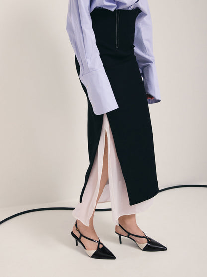 CHARLES & KEITH Smart Buy | Two-Tone Pointed Slingback Pumps - Black Box