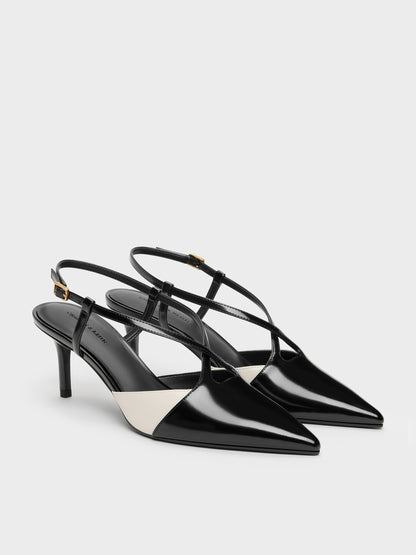 CHARLES & KEITH Smart Buy | Two-Tone Pointed Slingback Pumps - Black Box