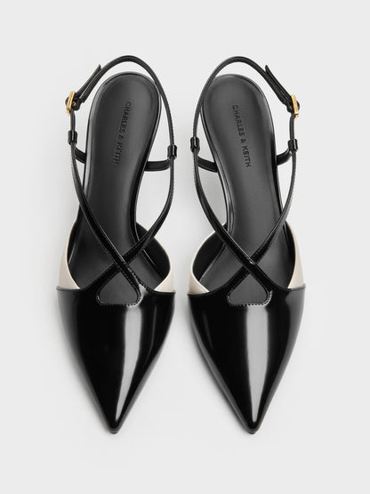 CHARLES & KEITH Smart Buy | Two-Tone Pointed Slingback Pumps - Black Box