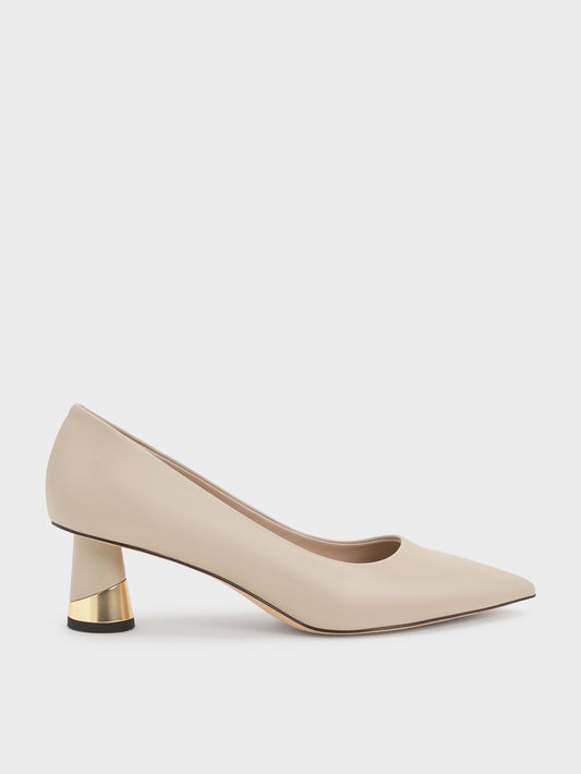 CHARLES & KEITH Sale | Cammie Metallic-Heel Pumps - Chalk