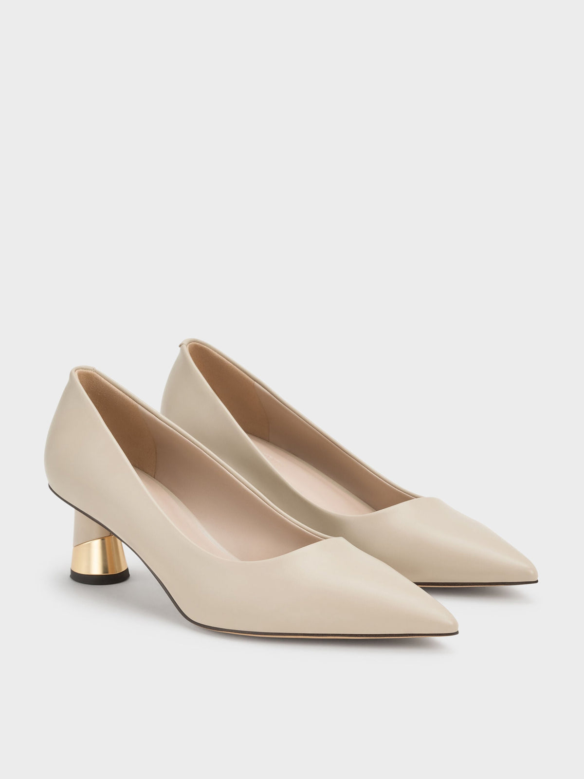 CHARLES & KEITH Sale | Cammie Metallic-Heel Pumps - Chalk