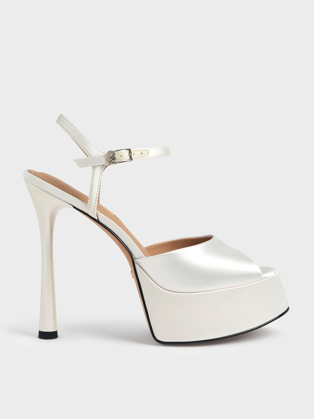 CHARLES & KEITH Trending | Francesca Peep-Toe Platform Heels - White