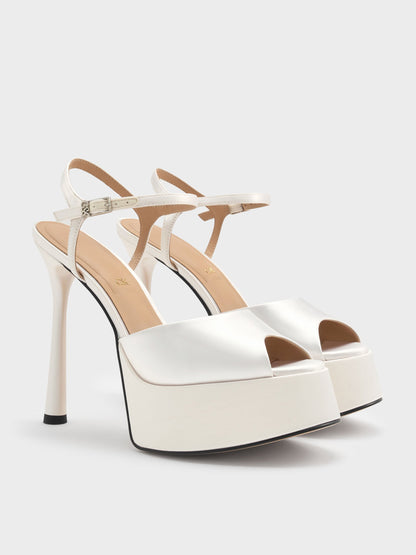 CHARLES & KEITH Trending | Francesca Peep-Toe Platform Heels - White