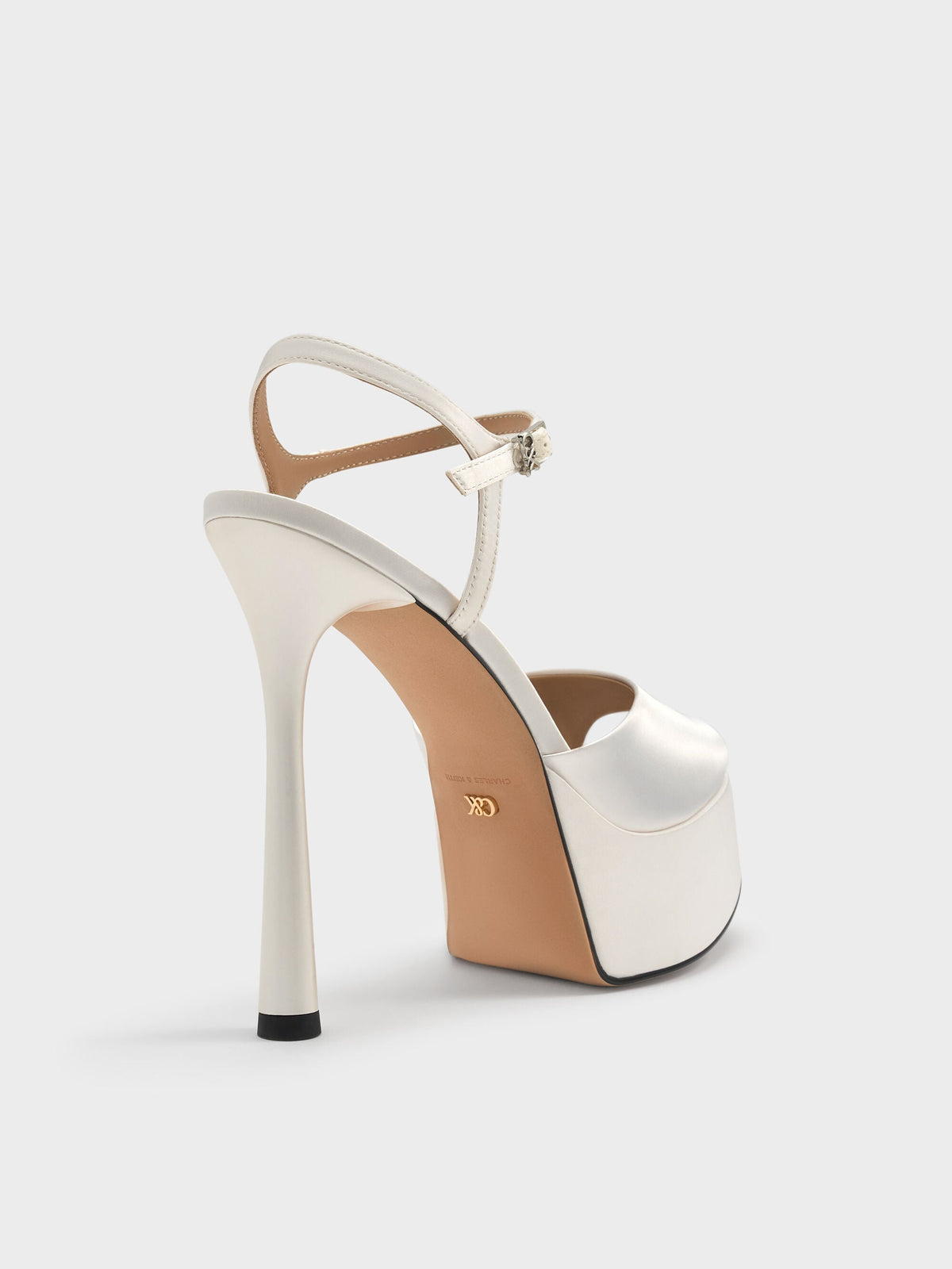 CHARLES & KEITH Trending | Francesca Peep-Toe Platform Heels - White