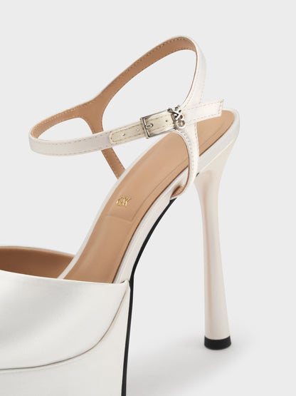 CHARLES & KEITH Trending | Francesca Peep-Toe Platform Heels - White