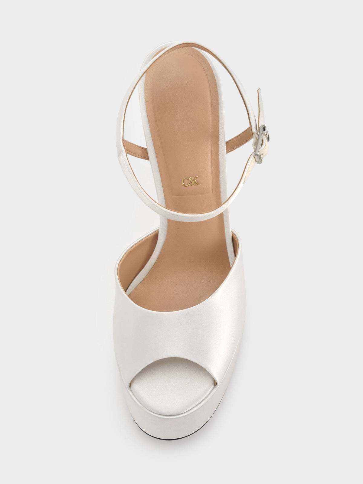 CHARLES & KEITH Trending | Francesca Peep-Toe Platform Heels - White