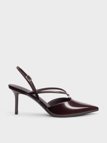 CHARLES & KEITH Exclusive | V-Strap Slingback Pumps - Burgundy