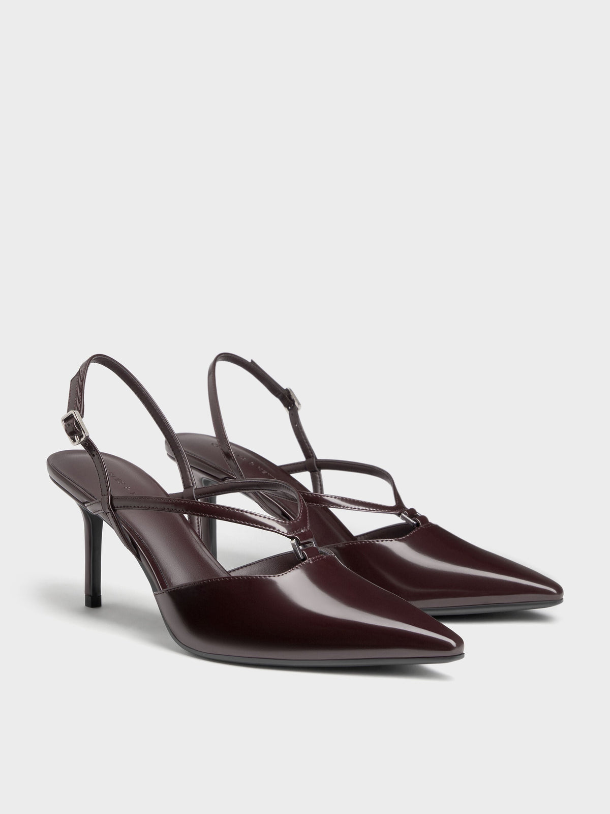 CHARLES & KEITH Exclusive | V-Strap Slingback Pumps - Burgundy