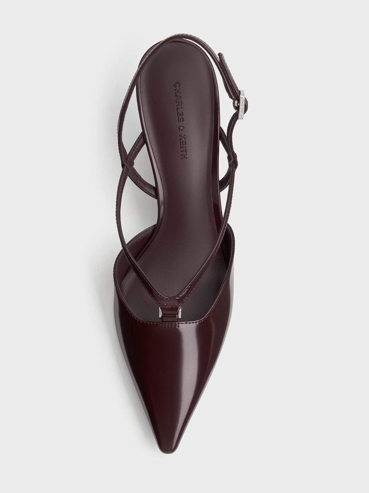 CHARLES & KEITH Exclusive | V-Strap Slingback Pumps - Burgundy